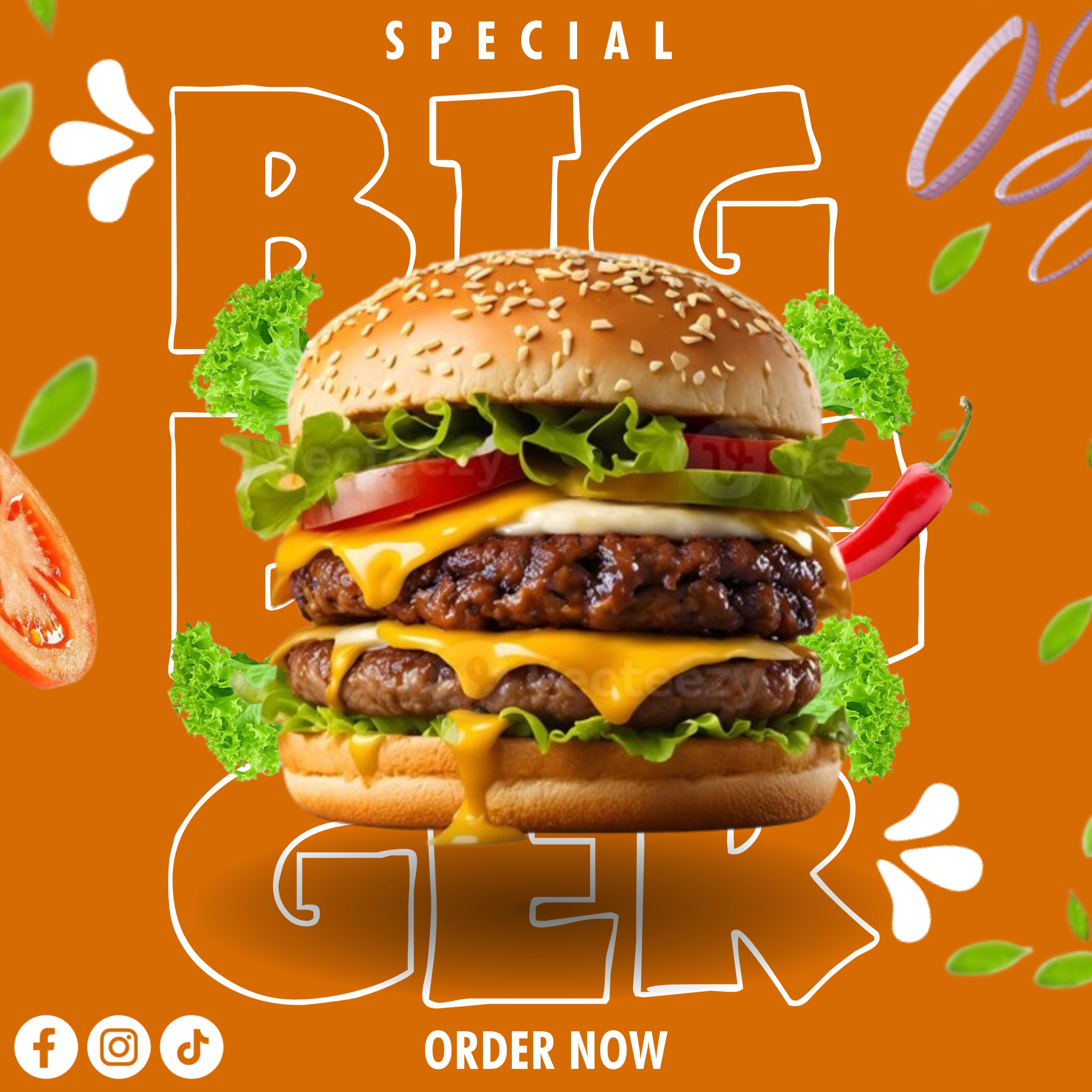 Special Big Burger promotional menu design